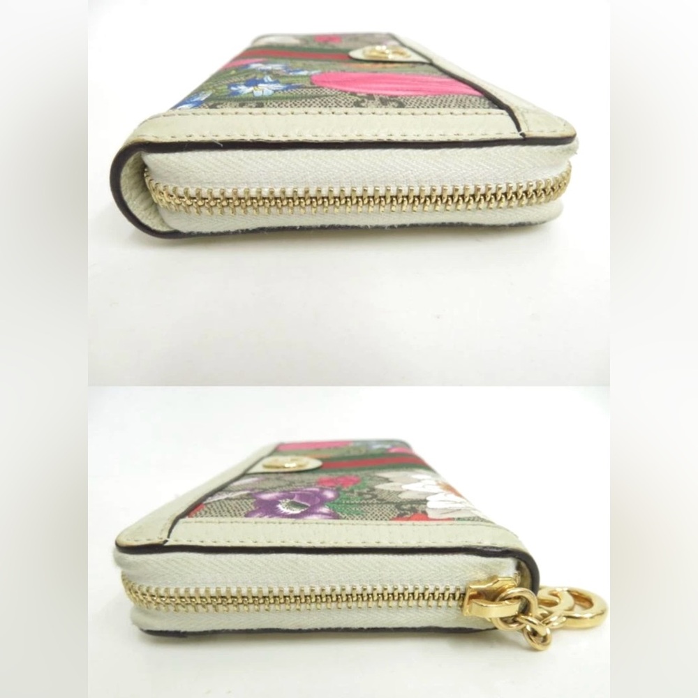✨🛍️ Gucci GG Supreme Flora Ophidia Zip Around Wallet with Ivory Leather - Picture 2 of 7